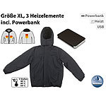 PEARL urban Beheizbare Outdoor-Jacke mit Powerbank (8.000 mAh), Größe XL PEARL urban Akku-beheizbare Jacken
