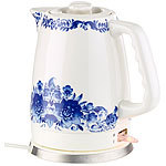 Rosenstein & Söhne Keramik-Wasserkocher WSK-280.rtr mit blauem Blumen-Motiv, 2 l, 1.500 W Rosenstein & Söhne Keramik-Wasserkocher