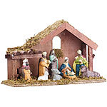 Britesta Klassische Holz-Weihnachtskrippe mit handbemalten Porzellan-Figuren Britesta Weihnachts-Krippen