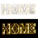 Lunartec LED-Schriftzug "HOME" aus Holz & Spiegeln mit Timer & Batteriebetrieb Lunartec