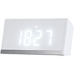 infactory Dimmbare Funk-LED-Tischuhr mit Wecker und Temperaturanzeige, weiß infactory Funk-LED-Tischuhren mit Wecker und Temperaturanzeige