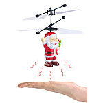 Simulus 4er Set Selbstfliegender Hubschrauber-Santa mit bunter LED-Beleuchtung Simulus
