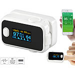 newgen medicals Finger-Pulsoximeter mit OLED-Farbdisplay, Bluetooth, App newgen medicals Finger-Pulsoximeter mit Apps