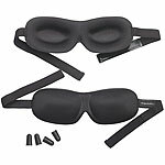 PEARL 2er-Set 3D-Schlafmasken mit Ohrstöpseln & Aufbewahrungstasche, schwarz PEARL Schlaf-Sets mit Masken, Ohrstöpseln, Taschen