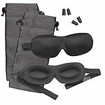 PEARL 4er-Set 3D-Schlafmasken mit Ohrstöpseln & Aufbewahrungstasche, schwarz PEARL