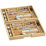 Rosenstein & Söhne 2er-Set variable Bambus-Besteckeinsätze, 5 - 7 Fächer, 36 - 59,5 cm Rosenstein & Söhne Variable Bambus-Besteckeinsätze