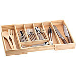 Rosenstein & Söhne Variabler Bambus-Besteckeinsatz, 5 - 7 Fächer, ausziehbar 36 - 58,5 cm Rosenstein & Söhne Variable Bambus-Besteckeinsätze
