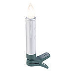 Lunartec 20er-Set LED-Weihnachtsbaumkerzen mit Fernbedienung und Timer, Silber Lunartec Kabellose, dimmbare LED-Weihnachtsbaumkerzen mit Fernbedienung und Timer