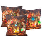 infactory 3er-Set Weihnachts-Kissenbezug "Laterne" mit LEDs, 45 x 45 cm infactory LED-Deko-Weihnachtskissen-Bezüge