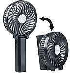 PEARL Zusammenklappbarer 2in1-Akku-Hand- & Tisch-Ventilator, USB, 4 Watt PEARL Taschen- und Tisch-Ventilatoren mit Powerbank-Funktion