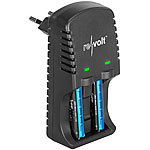 revolt NiMH- & NiCd-Akku-Ladegerät für Typ AA(A), inkl. 2 AAA-Akkus 1.000 mAh revolt Akku-Ladegeräte mit Einzelschacht-Überwachung