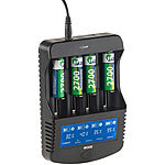 revolt Akku-Schnell-Ladegerät für NiMH, NiCd & Li-Ion, XL-Display, Powerbank revolt Akku-Ladegeräte mit Powerbank-Funktionen