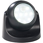 Luminea Kabelloser LED-Strahler, Bewegungssensor, 360° drehbar, 100 lm,schwarz Luminea