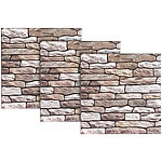 infactory Selbstklebende 3D-Steinwandoptik-Fliesenaufkleber, 30 x 30 cm, 3er-Set infactory Deko-Fliesenaufkleber