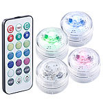 Lunartec 4er-Set Mini-RGB-LED-Dekolichter mit Fernbedienung und Timer, dimmbar Lunartec LED Heim-Dekorationen