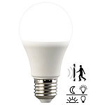 Luminea LED-Lampe, Radar-Bewegungs- & Lichtsensor, 806 lm, E27, tageslichtweiß Luminea LED-Lampen mit Radar-Bewegungsmelder und Dämmerungssensor