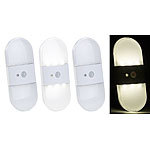 PEARL Batterie-LED-Wandleuchte, Bewegungs & Lichtsensor, 80 Lumen, 3er-Set PEARL