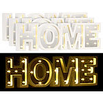 Lunartec LED-Schriftzug "HOME" aus Holz & Spiegeln mit Timer, 3er-Set Lunartec