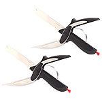 Rosenstein & Söhne 2in1-Küchenschneider-Schere mit Messer und Schneidebrett, 2er-Set Rosenstein & Söhne Küchenschneider mit integrierten Schneidebrettern