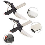 Rosenstein & Söhne 2in1-Küchenschneider-Schere mit Messer und Schneidebrett, 2er-Set Rosenstein & Söhne Küchenschneider mit integrierten Schneidebrettern