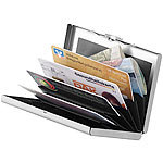 Xcase Flaches RFID-Kartenetui aus Edelstahl für 6 Chipkarten, silbern Xcase