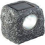 Lunartec Solar-Gartenlicht Stein-Design mit stimmungsvoller Amber-LED Lunartec Solar-Gartenlichter im Stein-Design