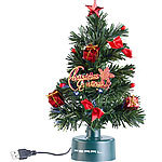PEARL USB-Weihnachtsbaum mit LED-Farbwechsel-Glasfaserlichtern PEARL Mini-Weihnachtsbäume mit USB-Stromversorgungen