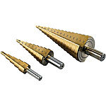 Professionelle HSS-Stufenbohrer im 3er-Set: 4-12mm/ 4-20mm/ 4-32 mm Stufenbohrer