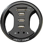 Xystec Tisch-Kabeldose 80 mm, mit USB-Hub, Card-Reader&Audioanschluss Xystec Einbau USB-Hubs