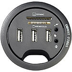 Xystec Tisch-Kabeldose 60 mm, USB-2.0-Hub, Card-Reader, Audioanschluss Xystec Einbau USB-Hubs