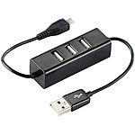PEARL USB-2.0-Hub mit 3 USB-Typ-A-Ports und Micro-USB-Ladekabel PEARL USB 2.0 Hubs