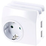 revolt 4in1-Steckdose, 2x USB, 1x Micro-USB, Smartphone-Ablage, 2,1 A, 10,5 W revolt USB-Steckdosen mit Smartphone-Ablagen