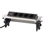 revolt Versenkbare Profi-Einbau-Tisch-Steckdose, 4-fach, Edelstahl, 3.500 W revolt Versenkbare Steckdosenleisten