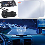 Lescars Head-up-Display mit Bluetooth HUD-55C.bt für OBD2-Anschluss Lescars Head-up-Displays mit Bluetooth