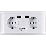 revolt Doppel-Wandsteckdose mit 2 USB-Ladeports (5 V / 2,1 A / 10,5 Watt) revolt Unterputz-Einbausteckdosen mit USB