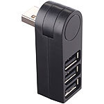 Xystec Kompakter USB-2.0-Hub mit 3 Ports, 270° drehbar Xystec USB 2.0 Hubs