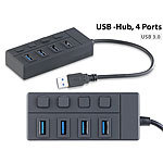 Xystec USB-3.0-Hub mit 4 Ports, einzeln schaltbar, bis 5 Gbit/s Xystec