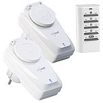 revolt 2er-Set Außen-Funksteckdose, Fernbedienung, IP44, bis 5 A, 1.150 Watt revolt Spritwassergeschützte Steckdose mit Fernbedienung