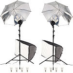 Somikon 2 höhenverstellbare Softboxen, Reflektorschirme, 8 LED-Lampen, 840 lm Somikon Studioleuchten