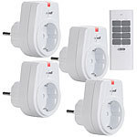 revolt 4er-Set erweiterbare Mini-Funksteckdosen mit Fernbedienung, 1.000 Watt revolt Funk-Steckdosen mit Fernbedienung
