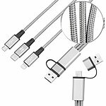 Callstel 3in1-Schnellladekabel: Micro-USB, USB Typ C & Lightning, Textil, 30 cm Callstel 3in1-USB-Octopus-Kabel: Lightning, Micro-USB, USB Type C
