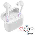 auvisio In-Ear-Stereo-Headset mit ANC und Powerbank-Ladebox, 20 Std. Spielzeit auvisio True-Wireless-Headsets mit Geräusch-Unterdrückung und Lade-Etuis
