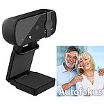 Somikon 4K-USB-Webcam mit Linsenabdeckung, Mikrofon und Autofokus Somikon