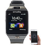 simvalley MOBILE Handy-Uhr & Smartwatch PW-430.mp mit Bluetooth 3.0 und Fotokamera simvalley MOBILE Handy-Smartwatches mit Kamera und Bluetooth