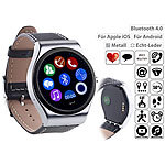 simvalley MOBILE Smartwatch mit Bluetooth 4.0 und Metallgehäuse (Versandrückläufer) simvalley MOBILE Smartwatches mit Pulssensor für iOS & Android