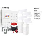 Funk-Alarmanlage mit WLAN- & GSM-Anbindung, 11-teiliges Starter-Set WLAN-Alarmanlagen mit GSM-Handynetz-Anbindungen