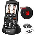 simvalley MOBILE Komforthandy mit Bluetooth, Garantruf, Ladestation, 5,6-cm-Farbdisplay simvalley MOBILE Notruf-Handys mit Kamera und MP3-Player