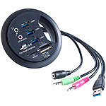 Xystec Tisch-Kabeldose 80 mm, USB-3.0-Hub, Card-Reader, Audioanschluss Xystec