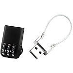 PEARL 3in1-Zahlenschloss für USB-Stick, Gepäckschloss, Schlüsselring PEARL Zahlenschlösser für USB-Sticks