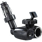 NavGear 2fach-Navihalterung für 12-Volt-Anschluss: 1x USB & 1x 12/24V NavGear Navi-Halterungen